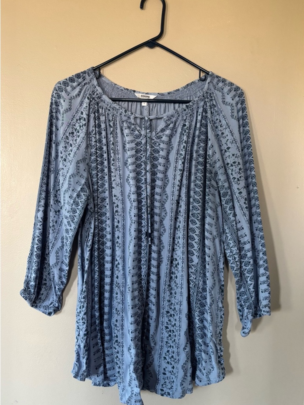Sonoma Blue Printed Peasant Blouse
